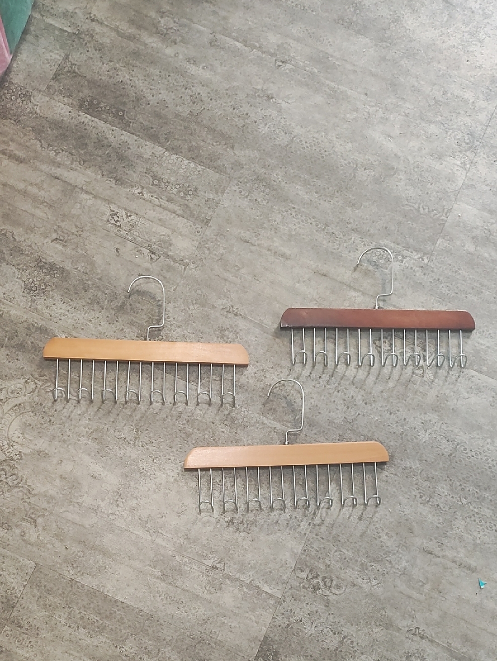 Wood and Metal Multi-Tie Hanger - Brown/Tan